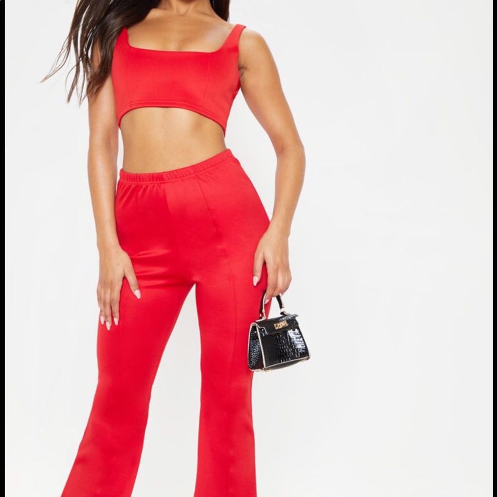 Pretty Little Thing // Red Crop and Pant Set